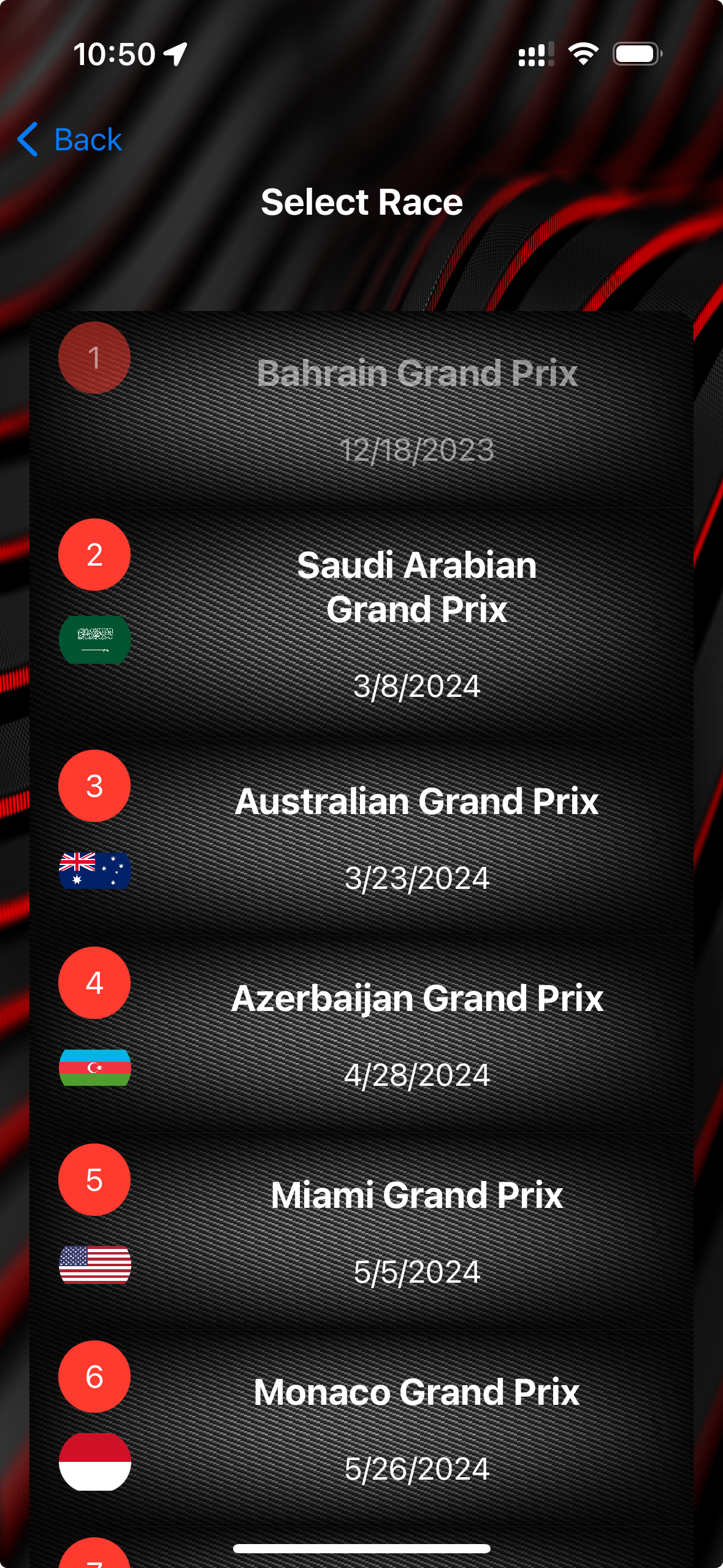 Race series features and options